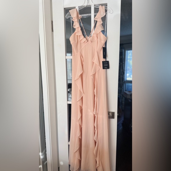 Lulu's Blush Ruffle Maxi Dress - Picture 4 of 13